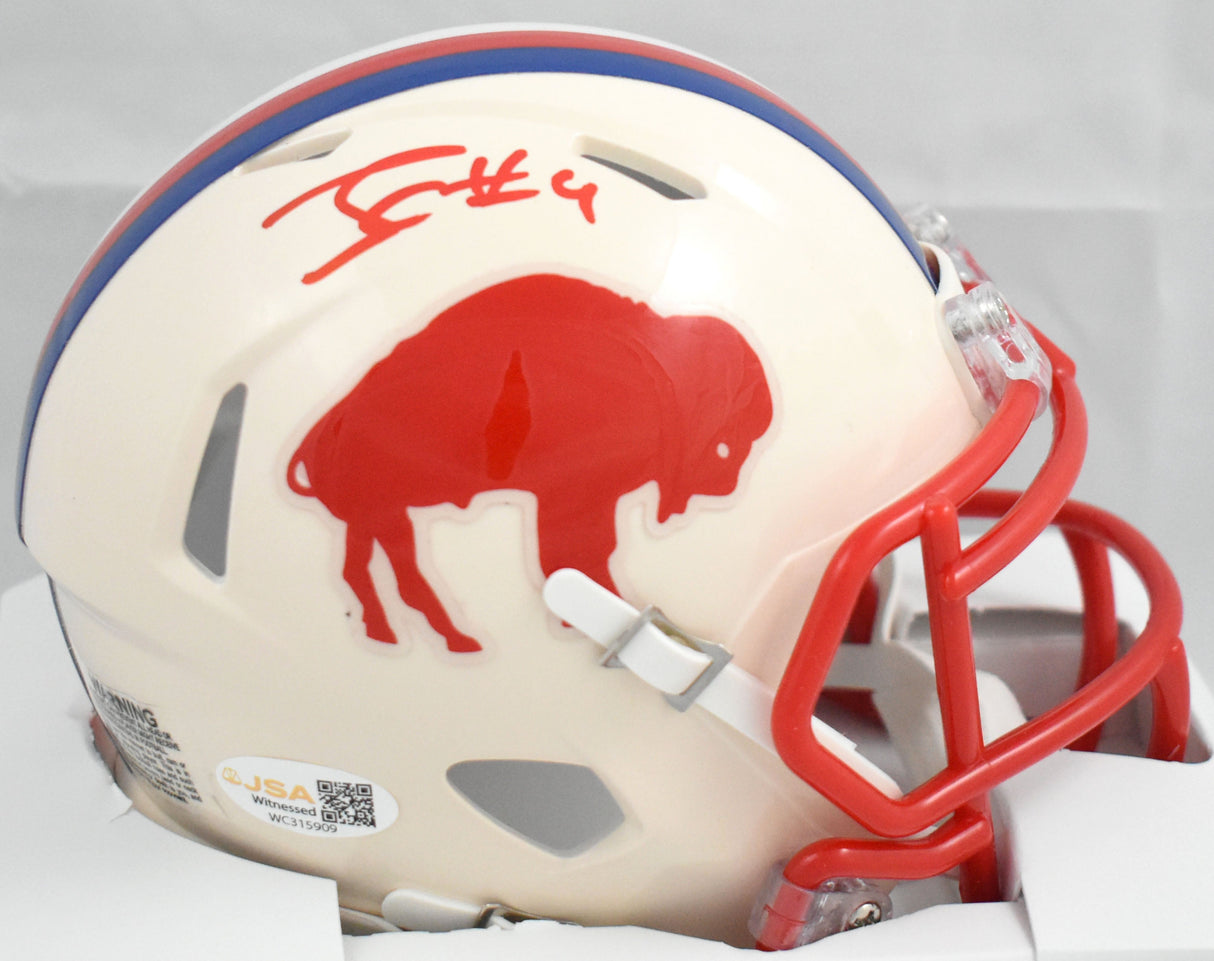 James Cook Autographed Buffalo Bills Retro Speed Mini Helmet - JSA W *Red