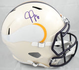 Justin Jefferson Autographed Vikings F/S Retro Speed Helmet - Beckett W Holo