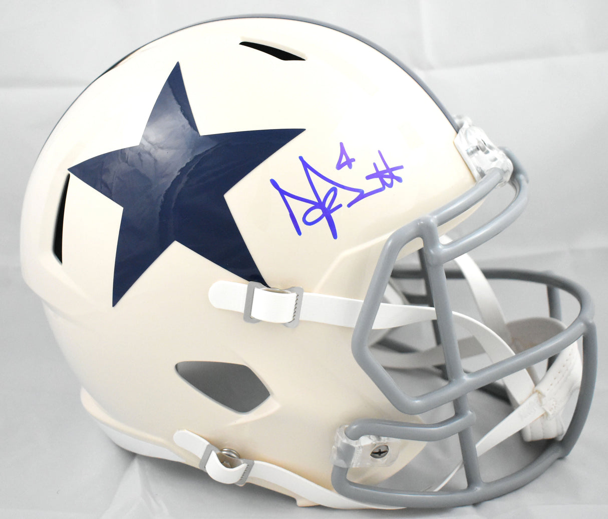 Dak Prescott Autographed Dallas Cowboys F/S Retro Speed Helmet - Beckett W Holo