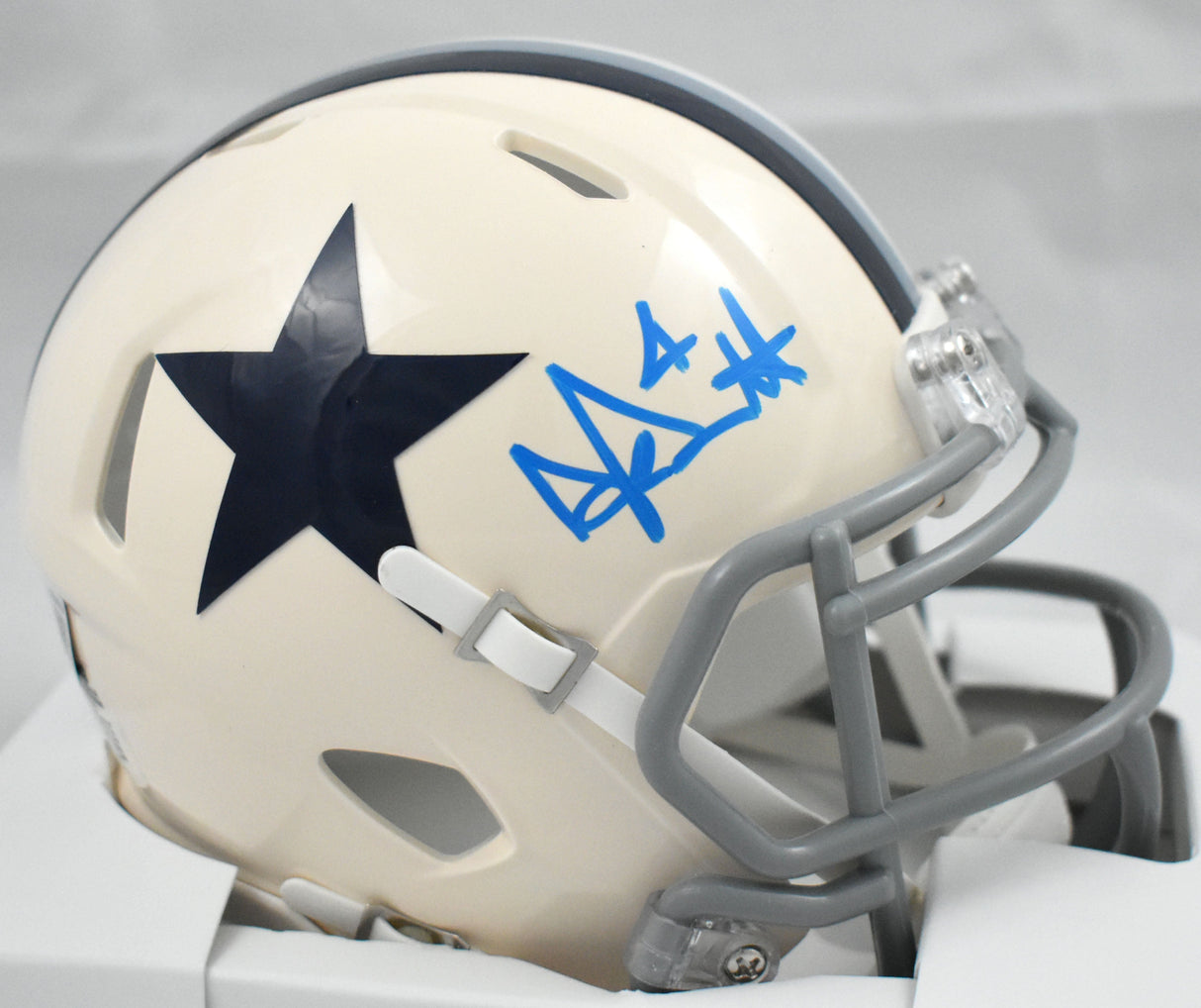 Dak Prescott Signed Cowboys Retro Speed Mini Helmet - Beckett W Holo *Light Blue