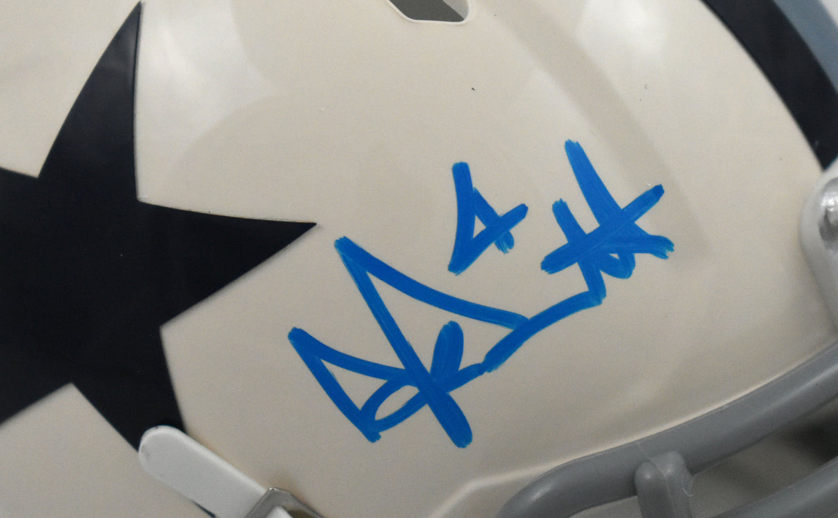 Dak Prescott Signed Cowboys Retro Speed Mini Helmet - Beckett W Holo *Light Blue