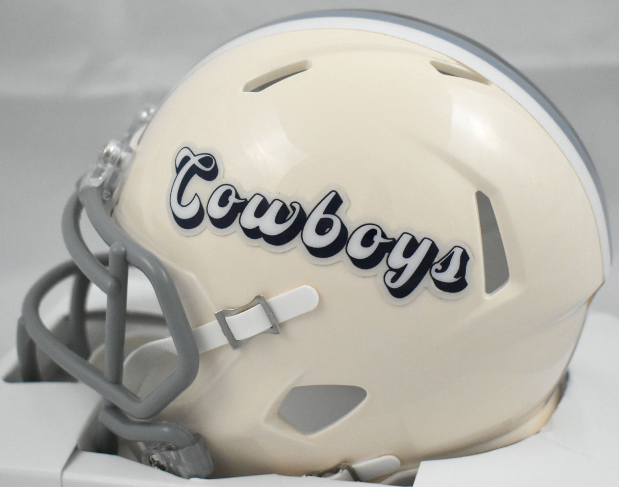 Dak Prescott Signed Cowboys Retro Speed Mini Helmet - Beckett W Holo *Light Blue