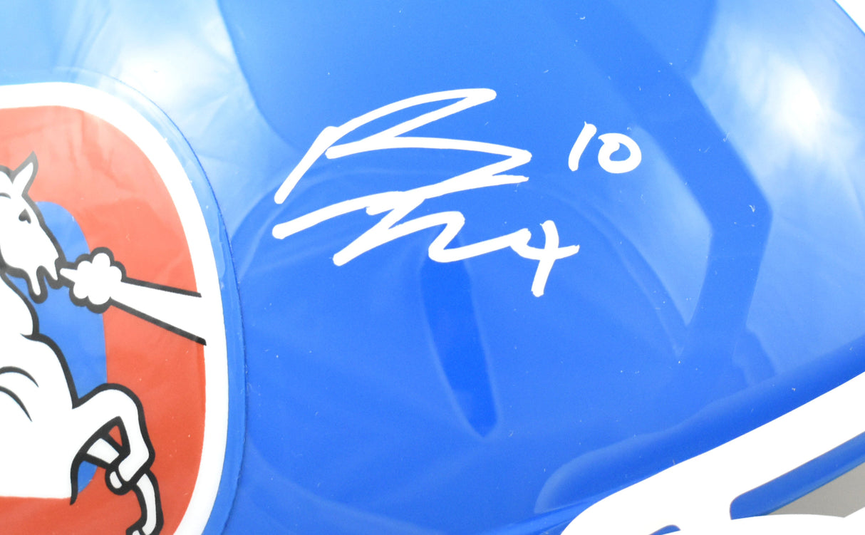 Bo Nix Autographed Denver Broncos F/S 75-96 Speed Helmet - Beckett W Holo