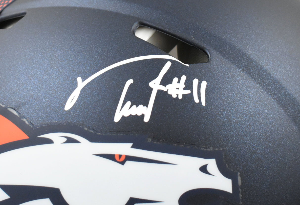 Troy Franklin Signed Denver Broncos F/S Speed Authentic Helmet - Beckett W Holo
