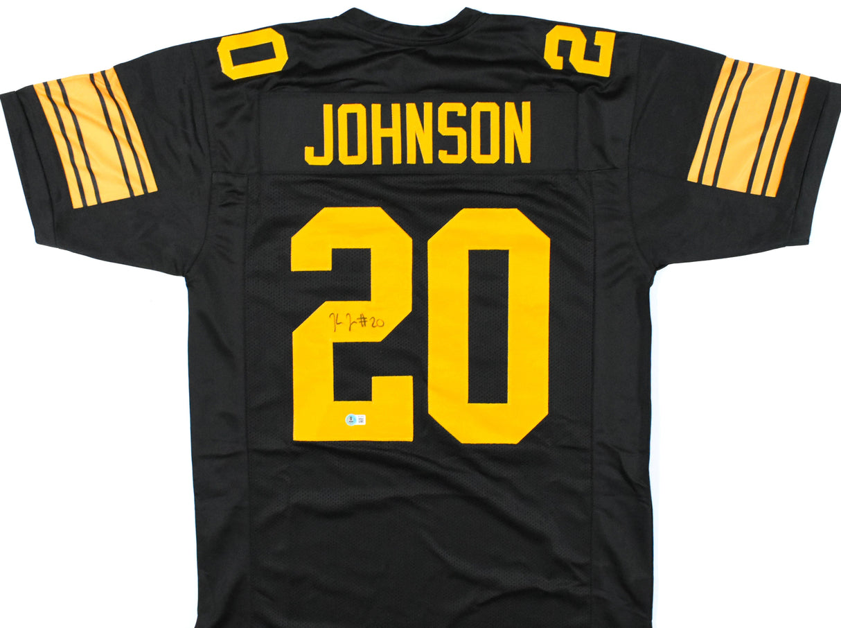 Kaleb Johnson Autographed Black and Yellow Pro Style Jersey - Beckett W Hologram