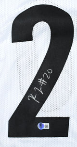 Kaleb Johnson Autographed White Pro Style Jersey - Beckett W Hologram