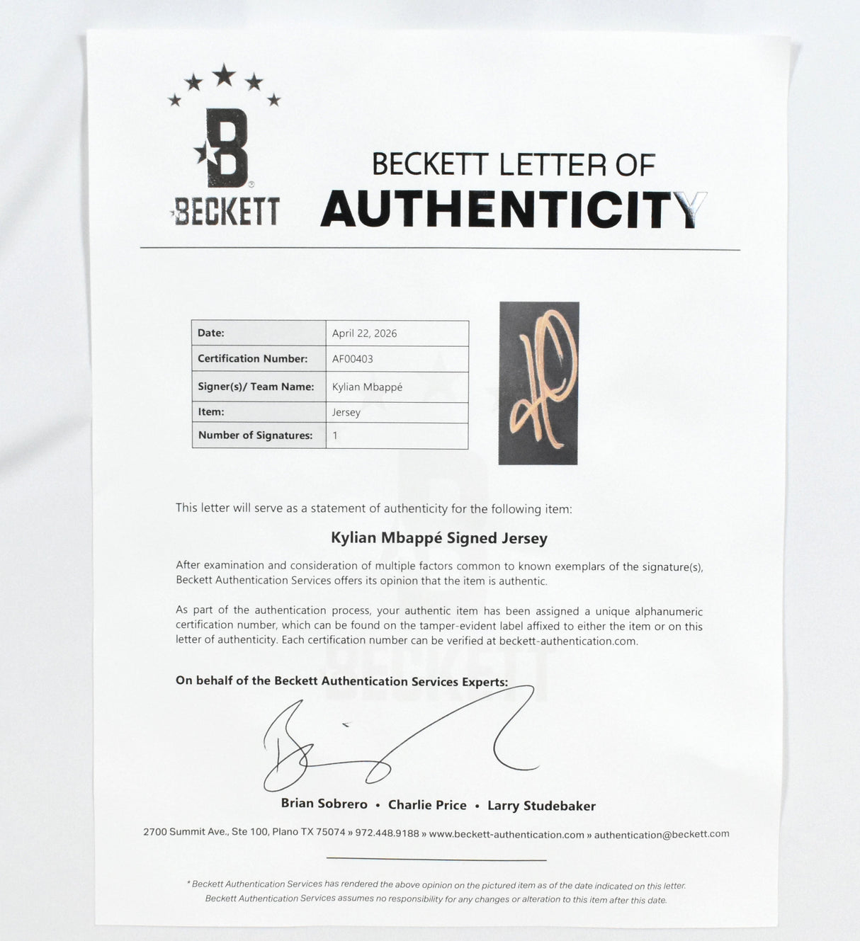 Kylian Mbappe Autographed Real Madrid Home Soccer Jersey #10-Beckett Holo*XL LOA