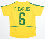 Roberto Carlos Autographed Brazil Home Soccer Jersey #6 - Beckett W Holo *M