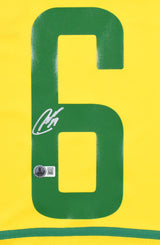 Roberto Carlos Autographed Brazil Home Soccer Jersey #6 - Beckett W Holo *M
