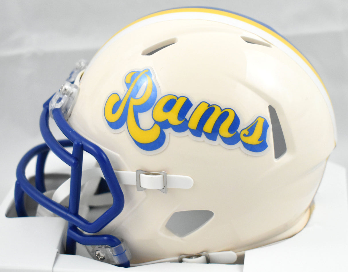 Torry Holt Autographed Rams Retro Speed Mini Helmet - Beckett W Holo *Blue