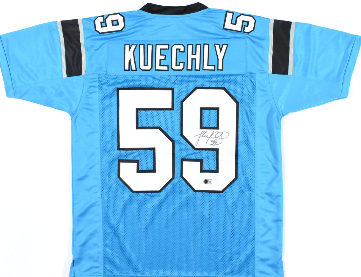 Luke Kuechly Autographed Teal Pro Style Jersey - Beckett W Hologram *Black