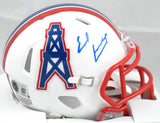 Earl Campbell Autographed Houston Oilers Speed Mini Helmet- Beckett W Holo *Blue