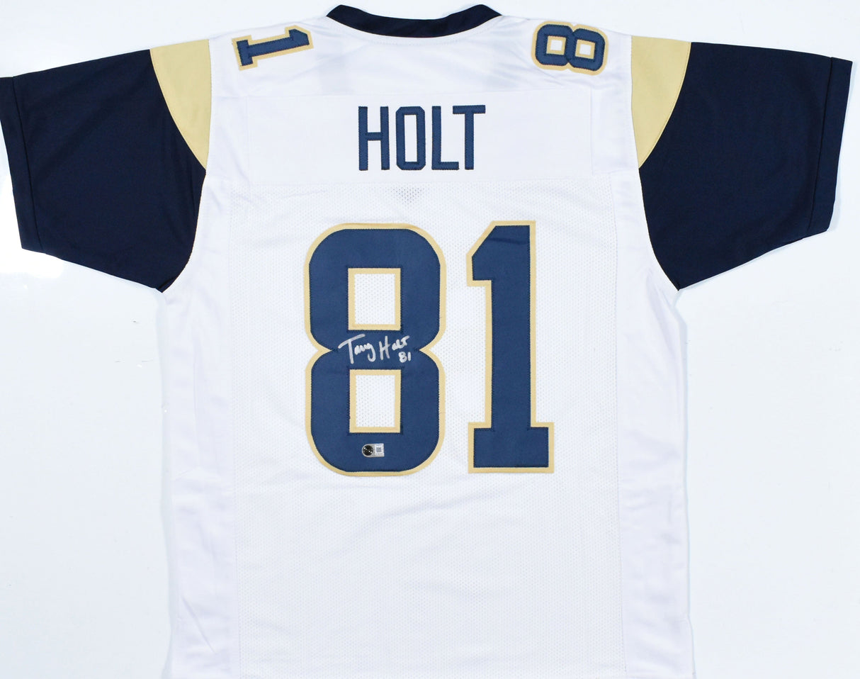 Torry Holt Autographed White Pro Style Jersey - Beckett W Hologram