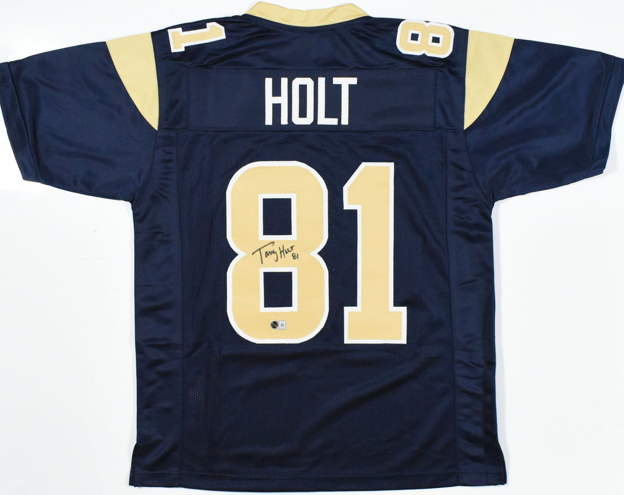 Torry Holt Autographed Blue Pro Style Jersey - Beckett W Hologram