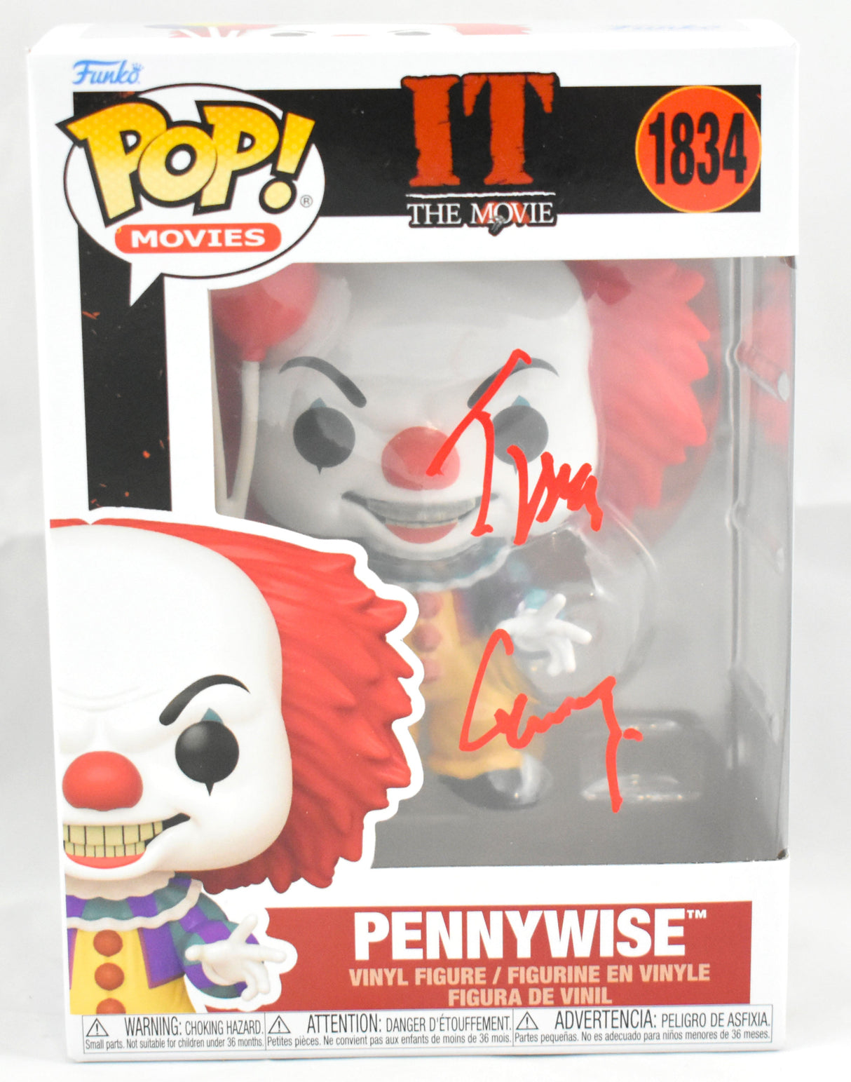 Tim Curry Autographed Pennywise IT the Movie Funko Pop #1834 - Beckett W Holo