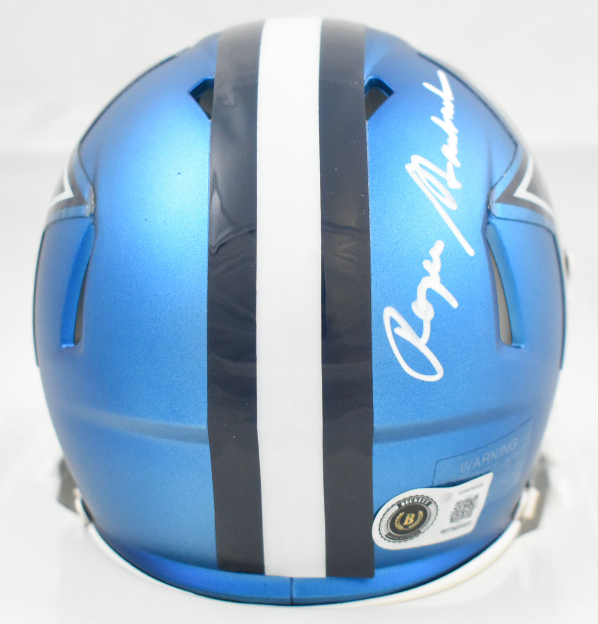 Roger Staubach Autographed Dallas Cowboys Blaze Speed Mini Helmet - Beckett W