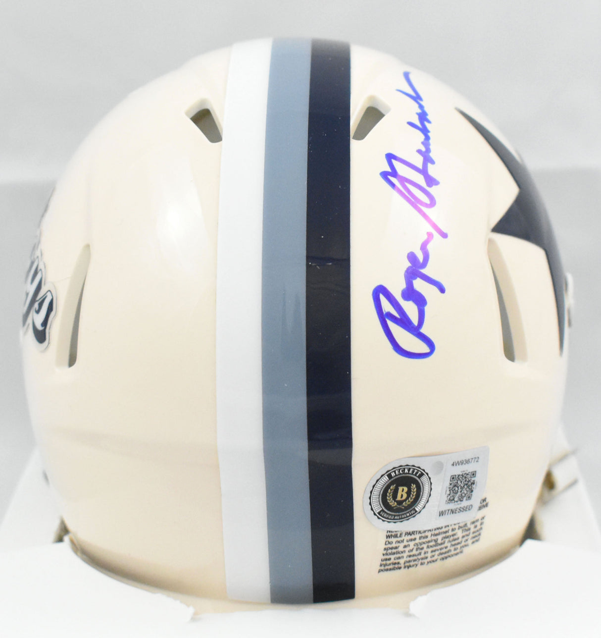 Roger Staubach Autographed Dallas Cowboys Retro Speed Mini Helmet - Beckett W