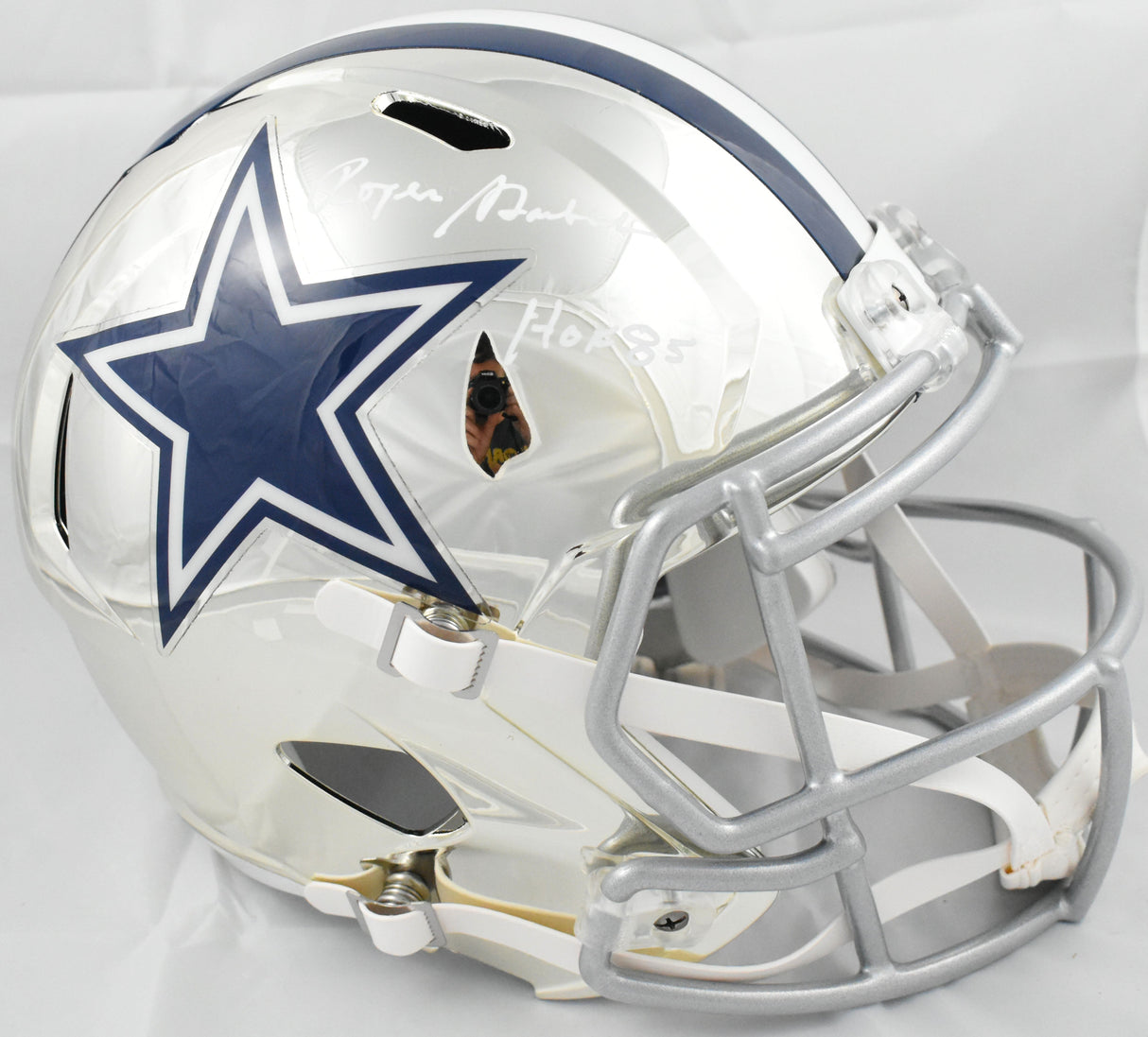 Roger Staubach Autographed Dallas Cowboys F/S Chrome Speed Helmet - Beckett W
