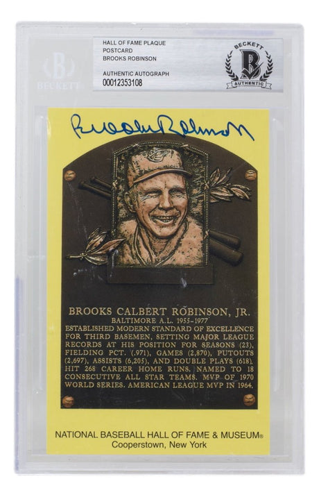 Brooks Robinson Signed Slabbed Orioles Hall of Fame Plaque Postcard BAS 108 - Sports Integrity