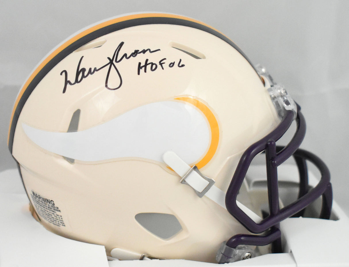 Warren Moon Autographed Vikings Retro Speed Mini Helmet HOF - Beckett W Holo