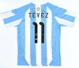 Carlos Tevez Autographed Argentina Home Soccer Jersey #11 - Beckett W Holo *M