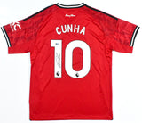 Matheus Cunha Autographed Manchester United Home Soccer Jersey #10 - Beckett *L