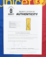 Lionel Messi Autographed FC Barcelona Home Soccer Jersey #10-Beckett Holo*XL LOA