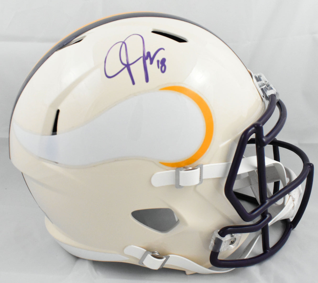 Justin Jefferson Signed Minnesota Vikings F/S Retro Speed Helmet - Beckett W