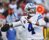 Dak Prescott Autographed Dallas Cowboys 16x20 Passing Photo - Beckett W Holo