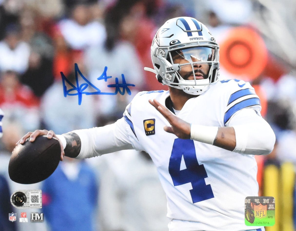 Dak Prescott Autographed Dallas Cowboys 8x10 Passing Photo - Beckett W Hologram
