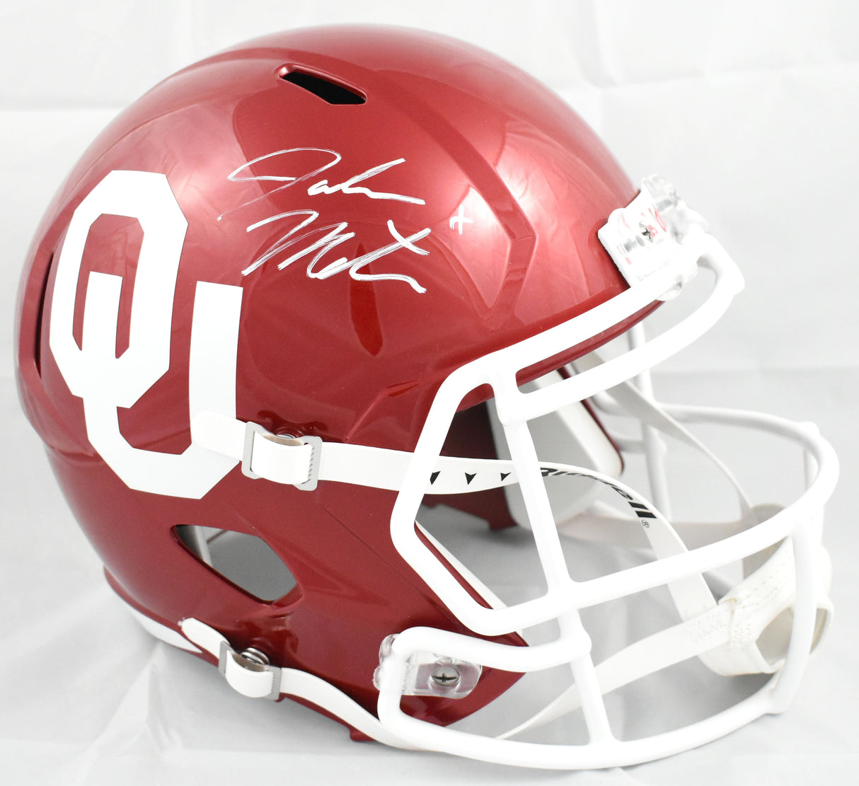 John Mateer Autographed Oklahoma Sooners F/S Speed Helmet - Beckett W Hologram