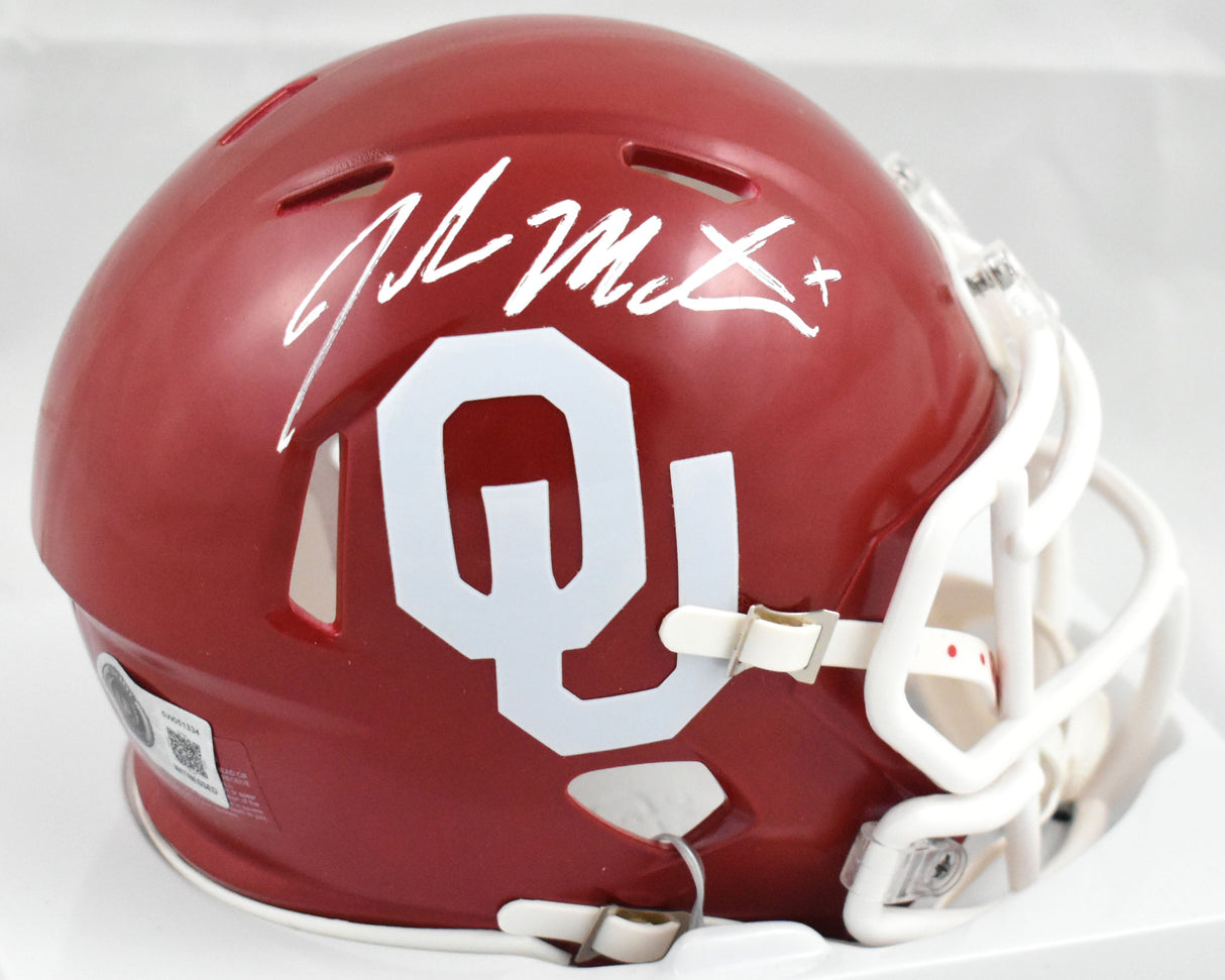 John Mateer Autographed Oklahoma Sooners Speed Mini Helmet - Beckett W Hologram