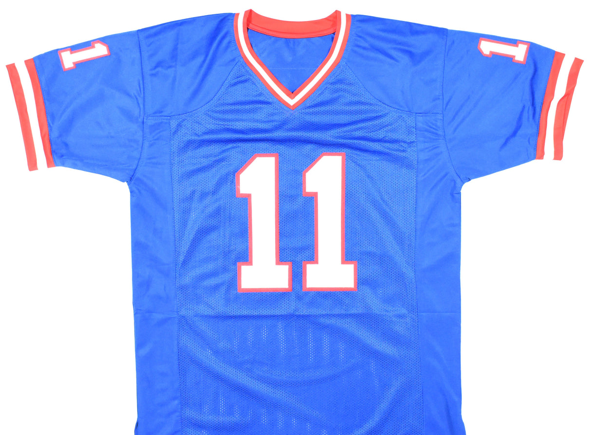 Phil Simms Autographed Blue Pro Style Jersey - Beckett W Hologram