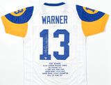 Kurt Warner Autographed White Pro Style STAT Jersey - Beckett W Hologram