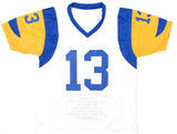 Kurt Warner Autographed White Pro Style STAT Jersey - Beckett W Hologram