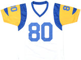 Isaac Bruce Autographed White Pro Style Jersey - Beckett W Hologram
