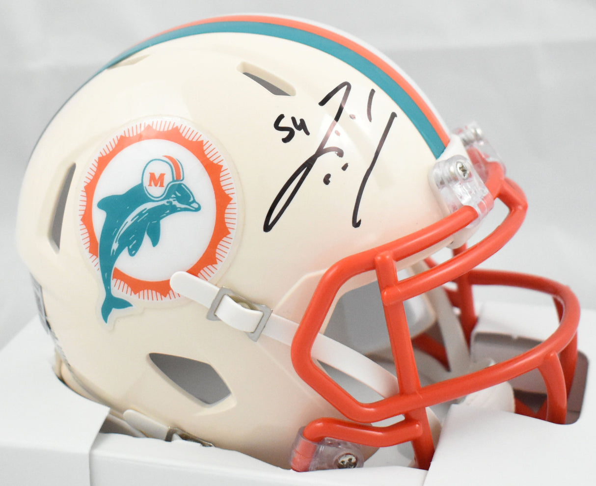 Zach Thomas Autographed Miami Dolphins Retro Speed Mini Helmet - Beckett W Holo