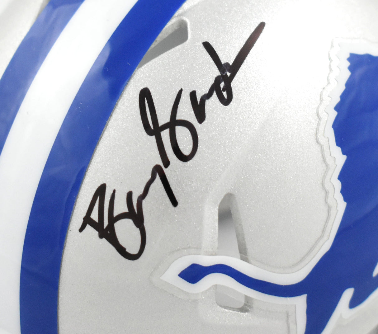 Barry Sanders Autographed Detroit Lions 83-02 Speed Mini Helmet - Beckett W Holo