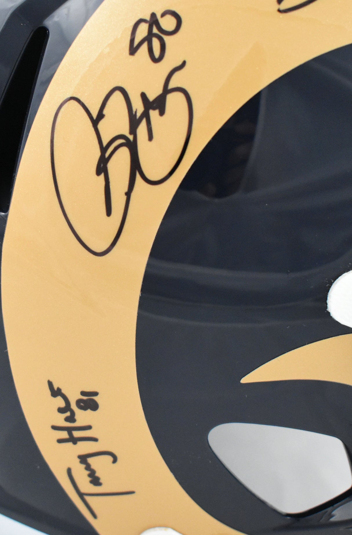 Warner Faulk Holt Bruce Autographed Rams F/S Speed Helmet - Beckett W Holo