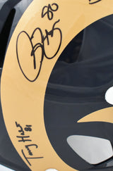 Warner Faulk Holt Bruce Autographed Rams F/S Speed Helmet - Beckett W Holo