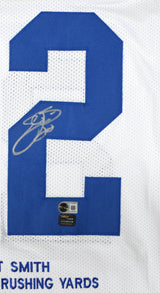 Emmitt Smith Autographed White Pro Style STAT Jersey - Beckett W Hologram