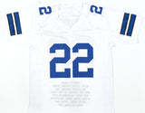 Emmitt Smith Autographed White Pro Style STAT Jersey - Beckett W Hologram