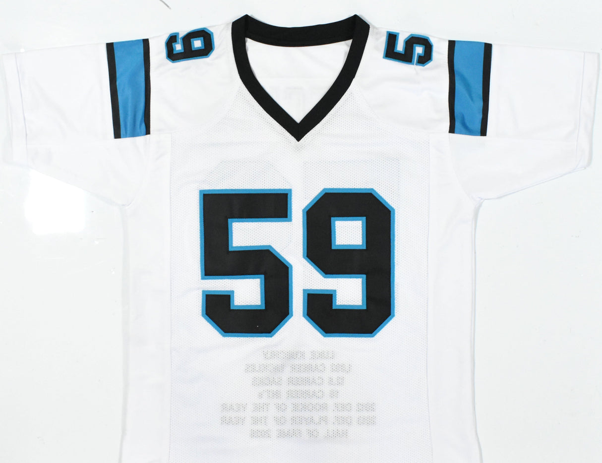 Luke Kuechly Autographed White Pro Style STAT Jersey - Beckett W Hologram