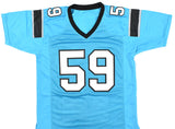 Luke Kuechly Autographed Carolina Blue Pro Style STAT Jersey - Beckett W Holo
