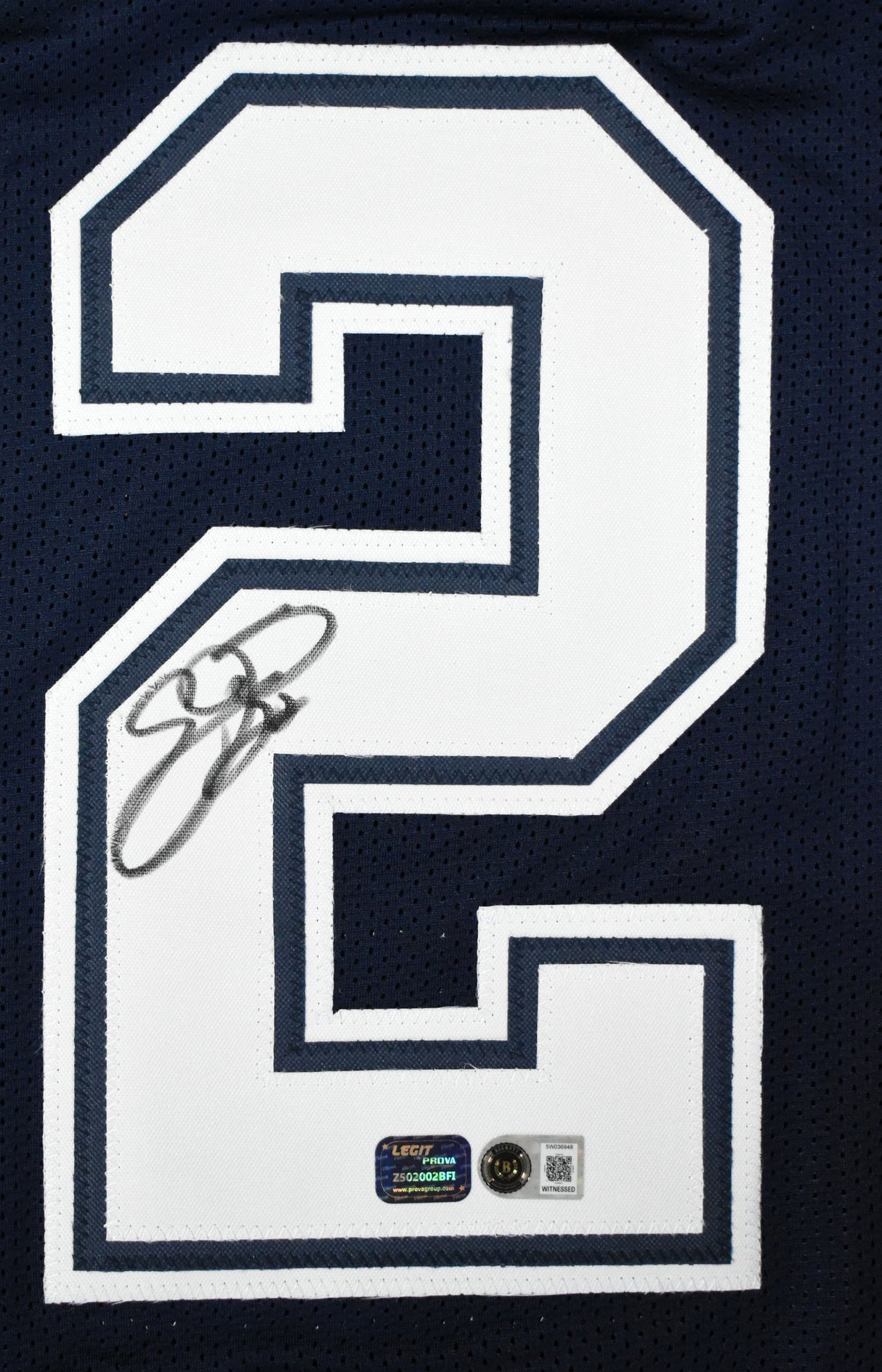 Emmitt Smith Autographed Blue Pro Style STAT Jersey - Beckett W Hologram