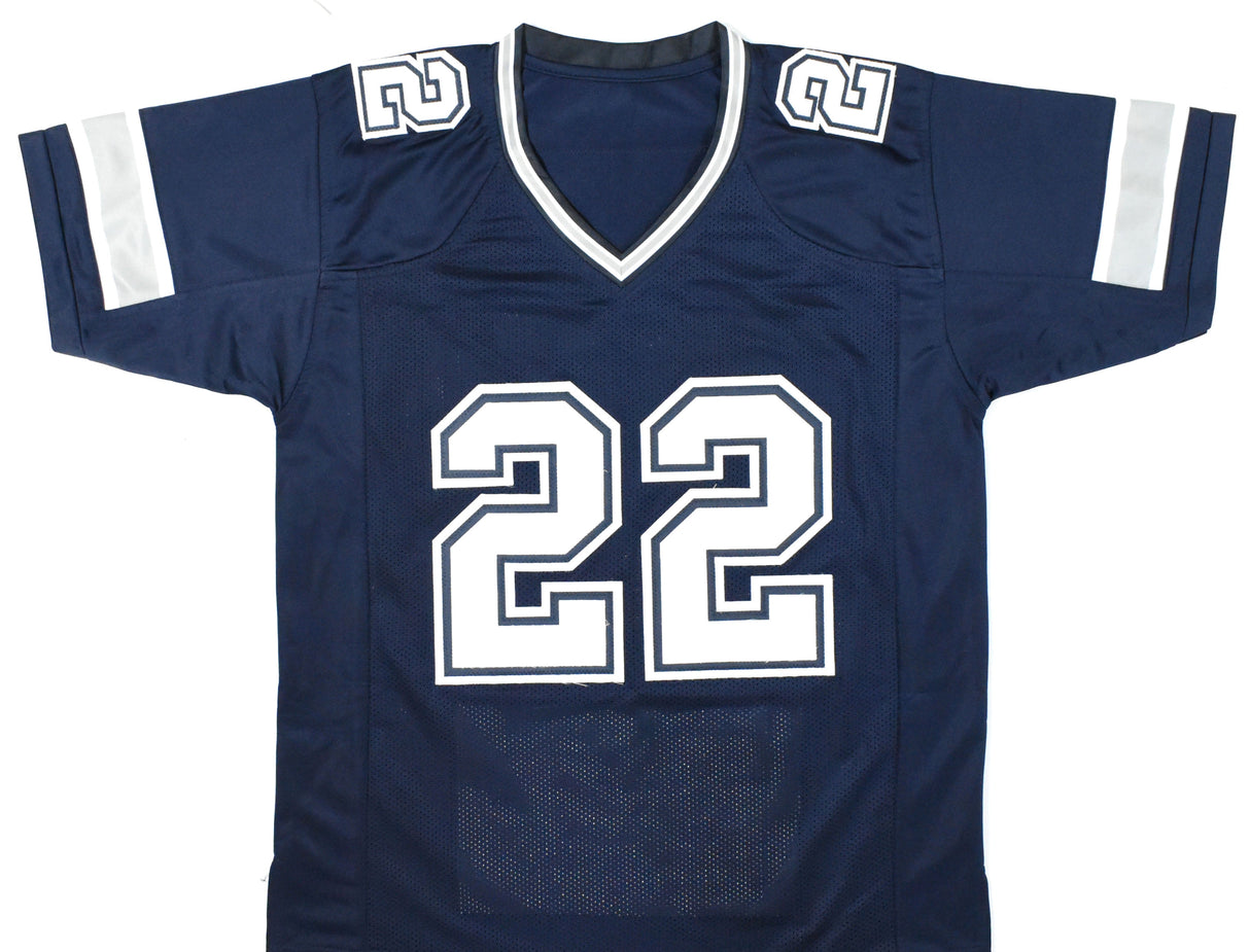 Emmitt Smith Autographed Blue Pro Style STAT Jersey - Beckett W Hologram