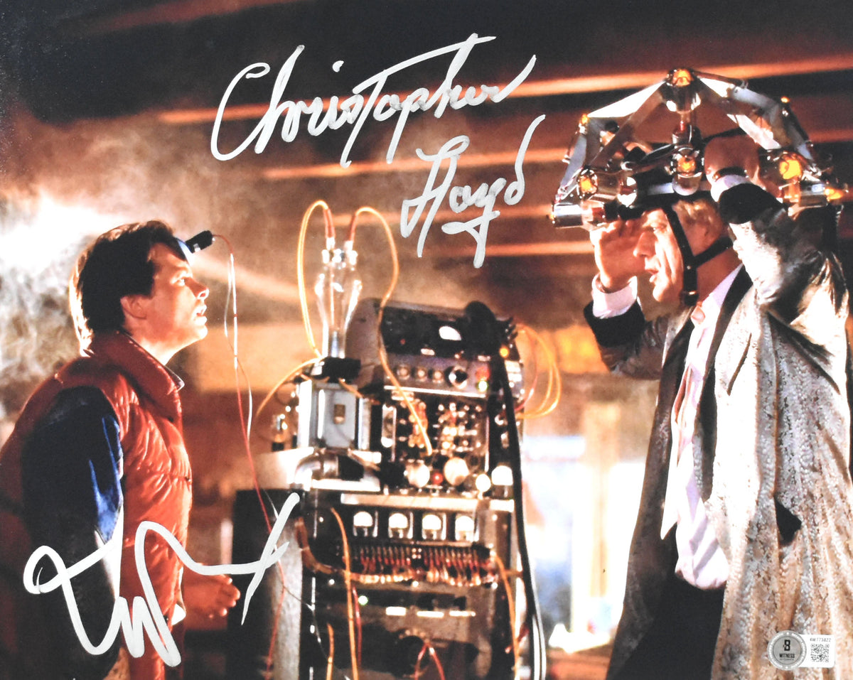 Christopher Lloyd Michael J. Fox Signed Back to the Future 11x14 Photo - Beckett