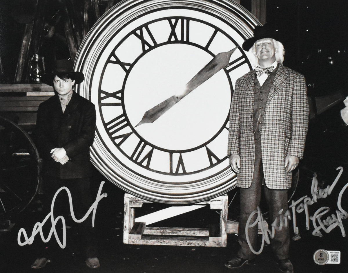 Christopher Lloyd Michael J. Fox Signed Back to the Future 11x14 Photo Beckett 2