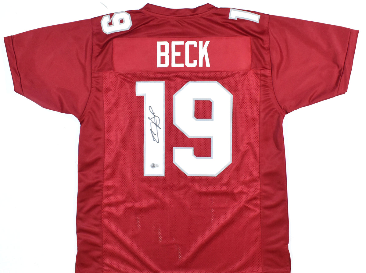 Carson Beck Autographed Red Pro Style Jersey - Beckett W Hologram