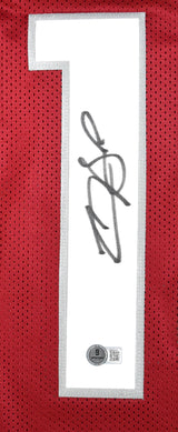 Carson Beck Autographed Red Pro Style Jersey - Beckett W Hologram
